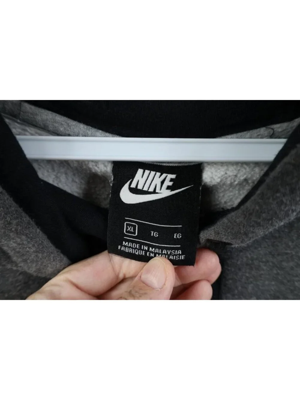 Vintage Y2K Nike Mens Size XL Center Big Swoosh Hoodie Sweatshirt Heather Gray